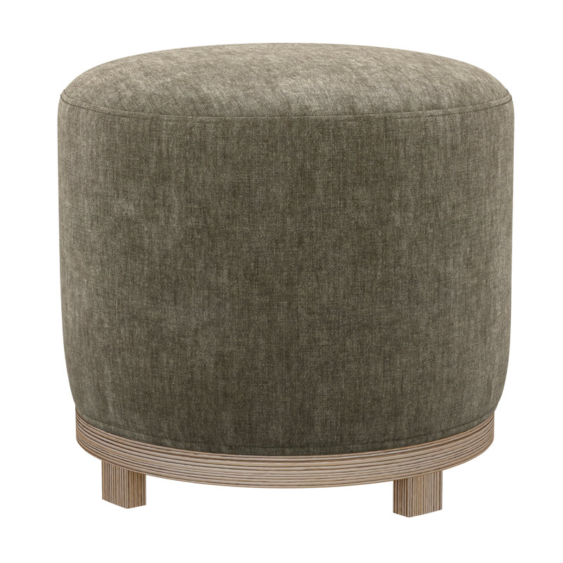 Mid-Century Modern Swivel Ottoman with Wood Base, Mineral Chenille