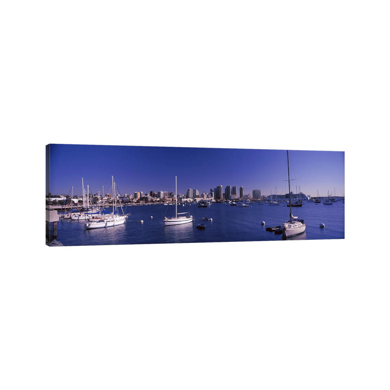 Sailboats In The Bay, San Diego, California, USA 2010 - Wrapped Canvas Panoramic Print, 182.88 cm H x 60.96 cm W
