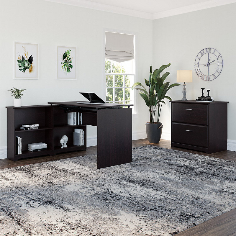 Ensemble de bureau et classeur Cabot, Chêne espresso