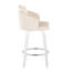 Tabouret de comptoir à hauteur fixe avec pivot en bois blanc et similicuir avec repose-pieds rond chromé - ensemble de 2-537095723