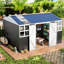 Remise de rangement extérieure en métal 10 x 12 pi avec cadre de base, évent unique pour fenêtres de patio, gris foncé