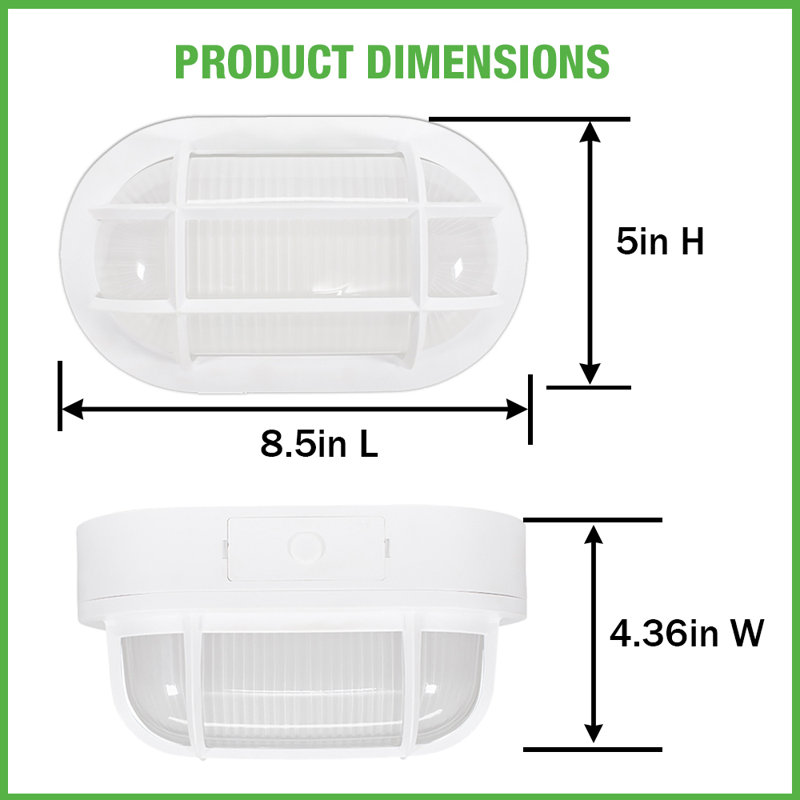 8.5in White Frosted Glass LED Bulkhead Light