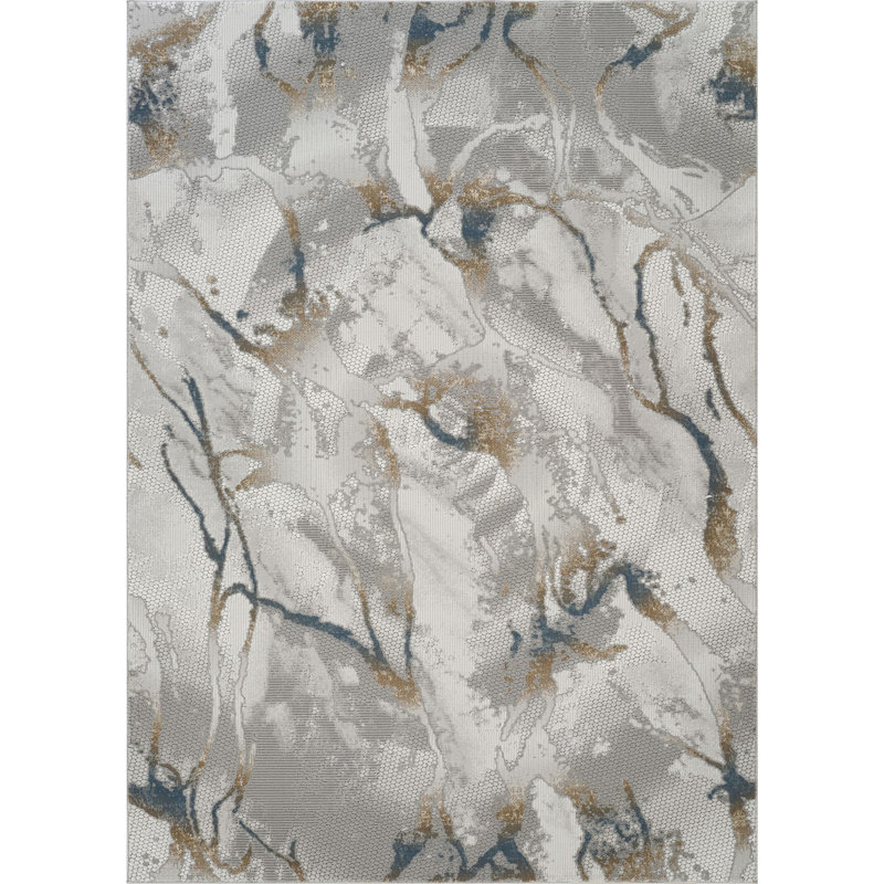 Tapis gris élégant et contemporain Geometrix, Rectangle 5 pi 3 po x 7 pi 3 po