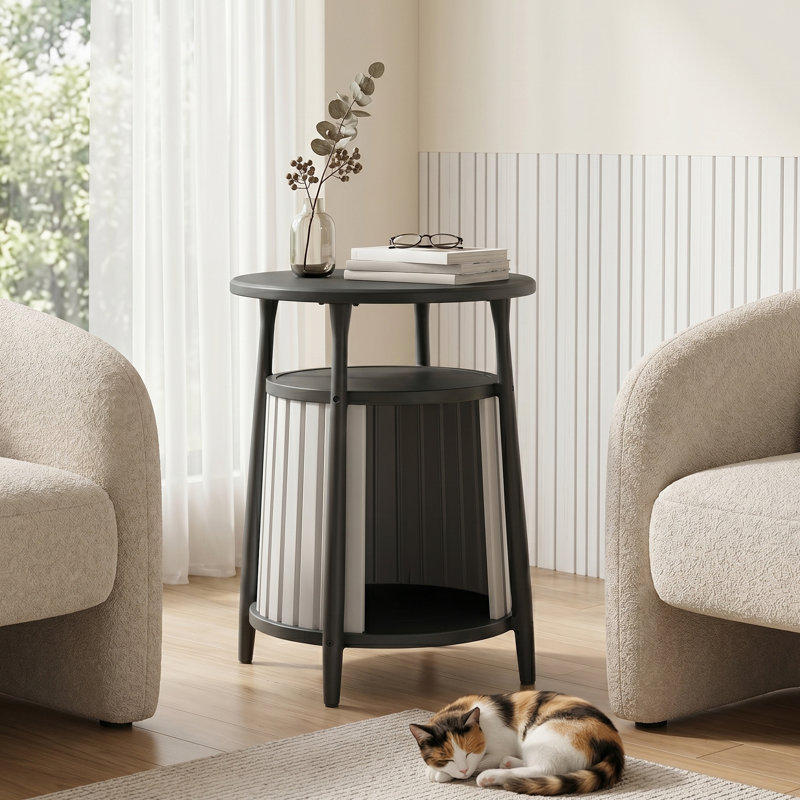 Table d'appoint ronde Cat House, Gris