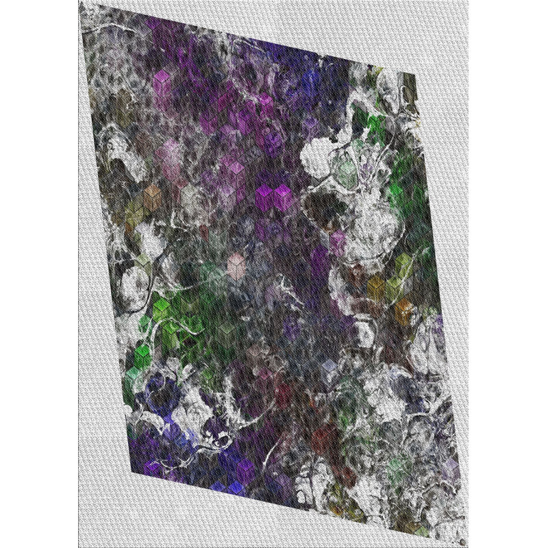 Tapis gris/vert à motifs, Rectangle 4 pi x 6 pi