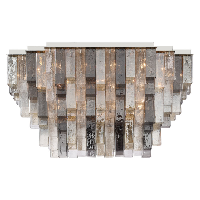 Plafonnier encastré, 33 lumières, 53 po, chrome, verre mélangé, 53"