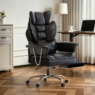Ergonomic High Back Executive Office Chair with Retractable Footrest, Lumbar Support and Adjustable Height