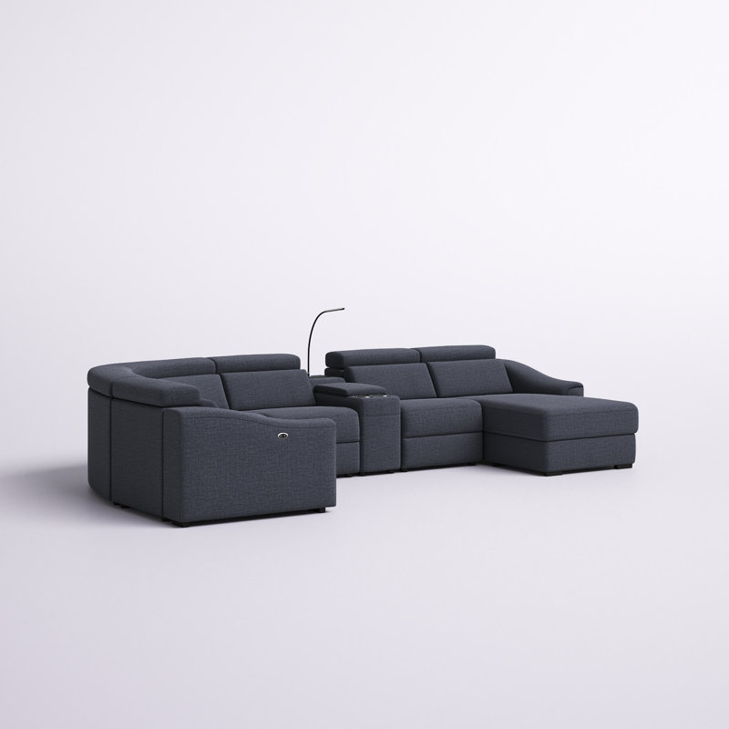 Ashonda 6 - Piece Upholstered Power Reclining Sectional Available in two colors, Dark Gray Microfiber/Microsuede