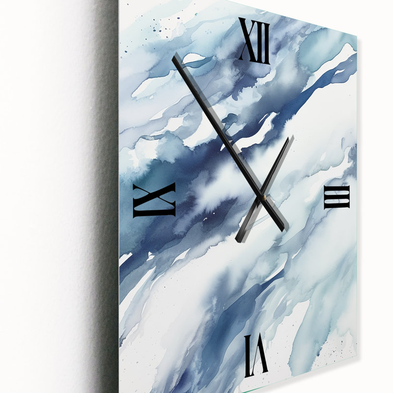 Blue Whirlwind IV - Abstract Shapes Wall Clock, Large