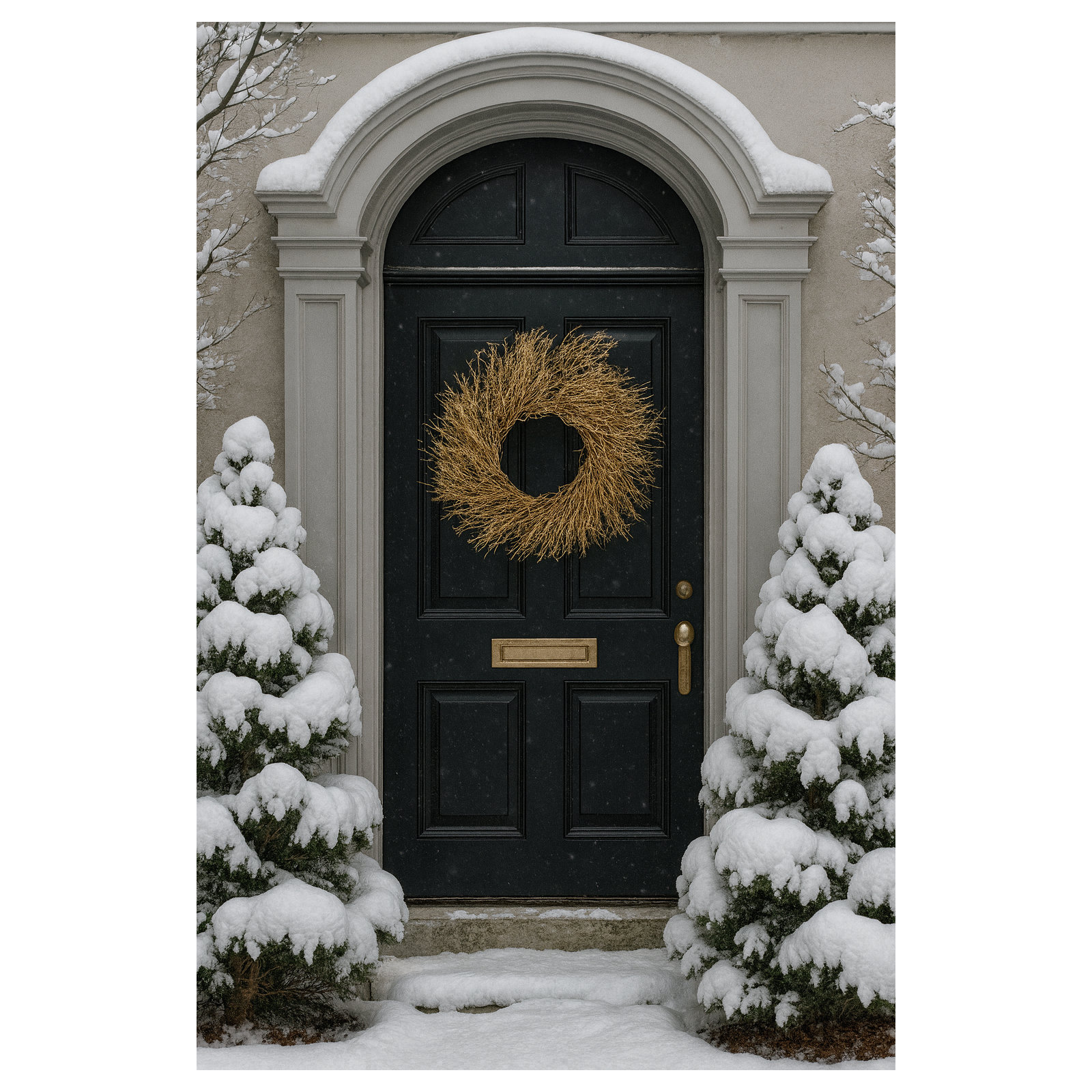 22'' Handcrafted Dried Twig Wreath, Gold