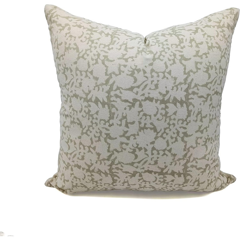 Coussin décoratif en lin naturel à motif floral imprimé à la main Fab divine - Gaia, H 20 po x l 20 po