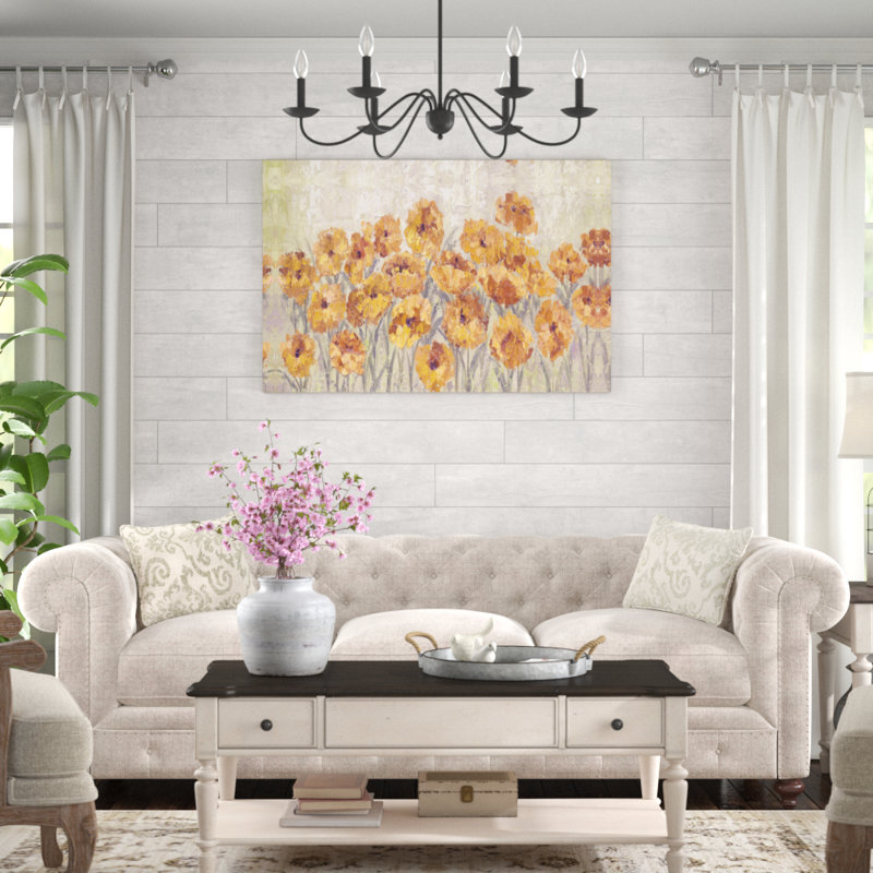 Golden Sunset Flowers - reproduction sur toile, H 32 po x l 48 po