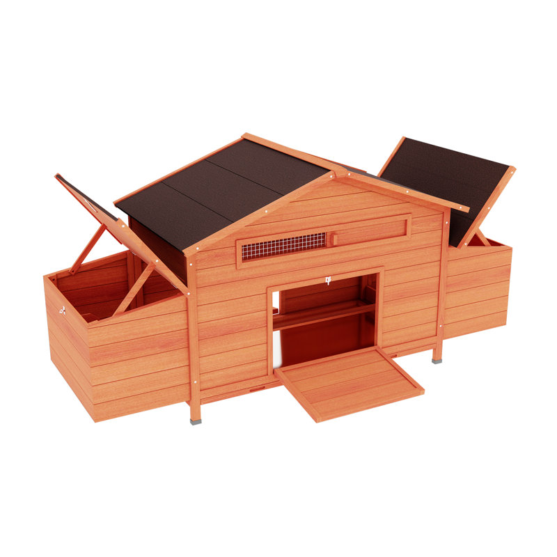 Poulailler en bois massif pour la vie en plein air avec 2 espaces gigognes, sorties de gamme, fond étanche, finition, à l'abri des prédateurs, structure ventilée, passage pratique, grand perchoir douillet