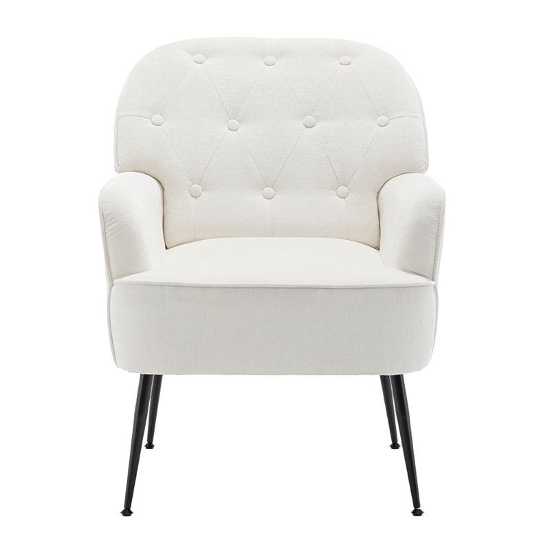 55cm Chenille Button Back Upholstered Leisure Chair, Beige