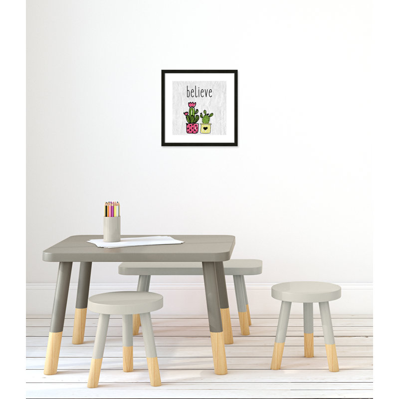 Cactus B, art encadré, 16" H x 16" W x 1.18" D, Encadré de boîte noir