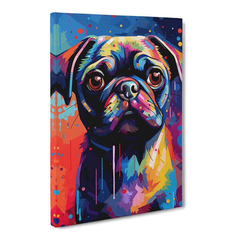 Pug Abstract - Wrapped Canvas, 76cm H x 50cm W x 3cm D