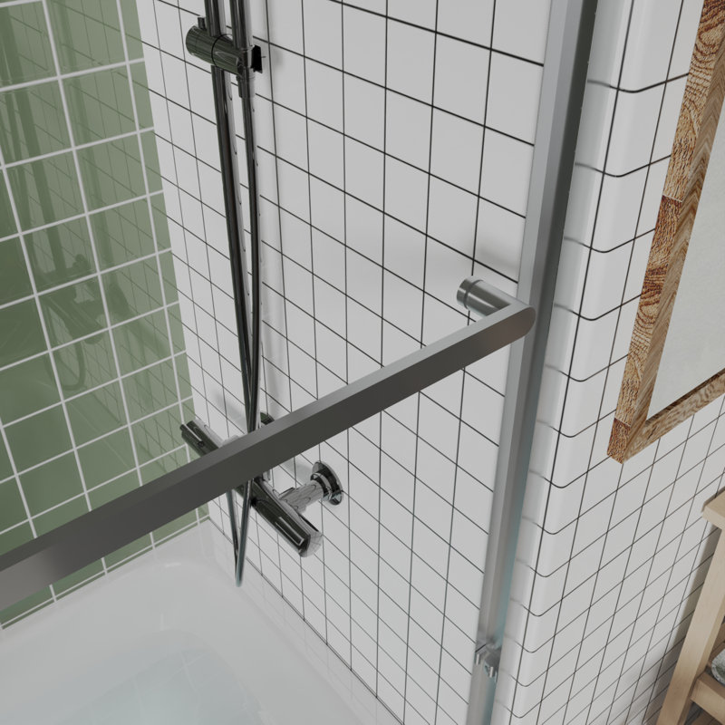 56 In.-60 In. W X 58 In. H Sliding Framed Tub Door With Clear Glass, Brushed Nickel