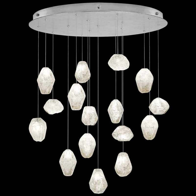 Natural Inspirations 10 - Light Pendant, 4.5" H x 32" W x 32" D, Silver/Clear Quartz, 16