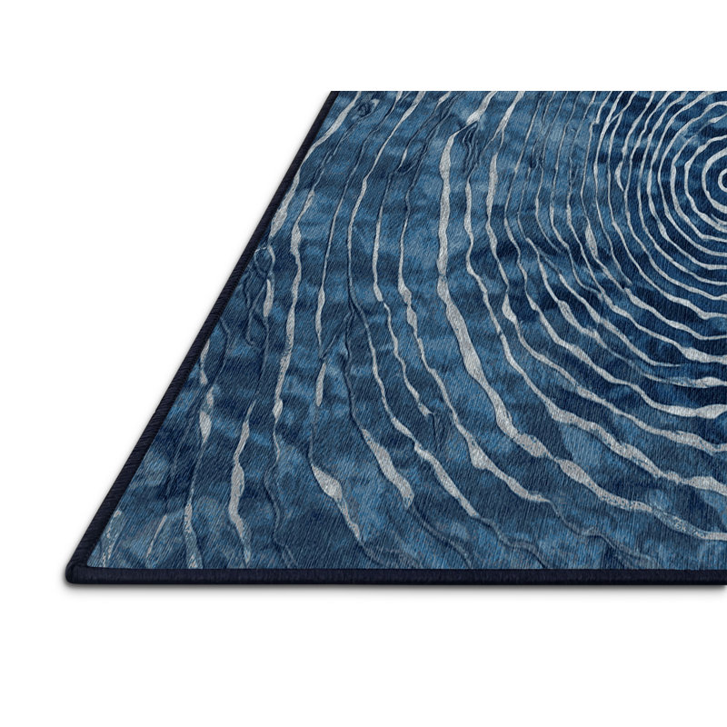 Machine Washable Blue Area Rug, Rectangle 7' x 9'