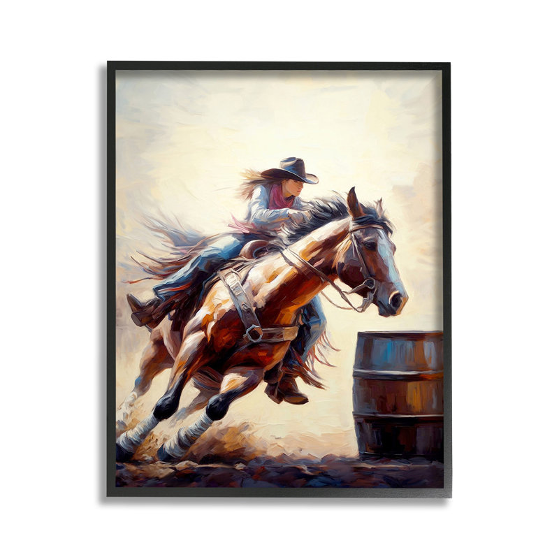 Galop, jockey, fille, giclée, art par Ramona, H 14 po x l 11 po, Estampe numérique Farmhouse