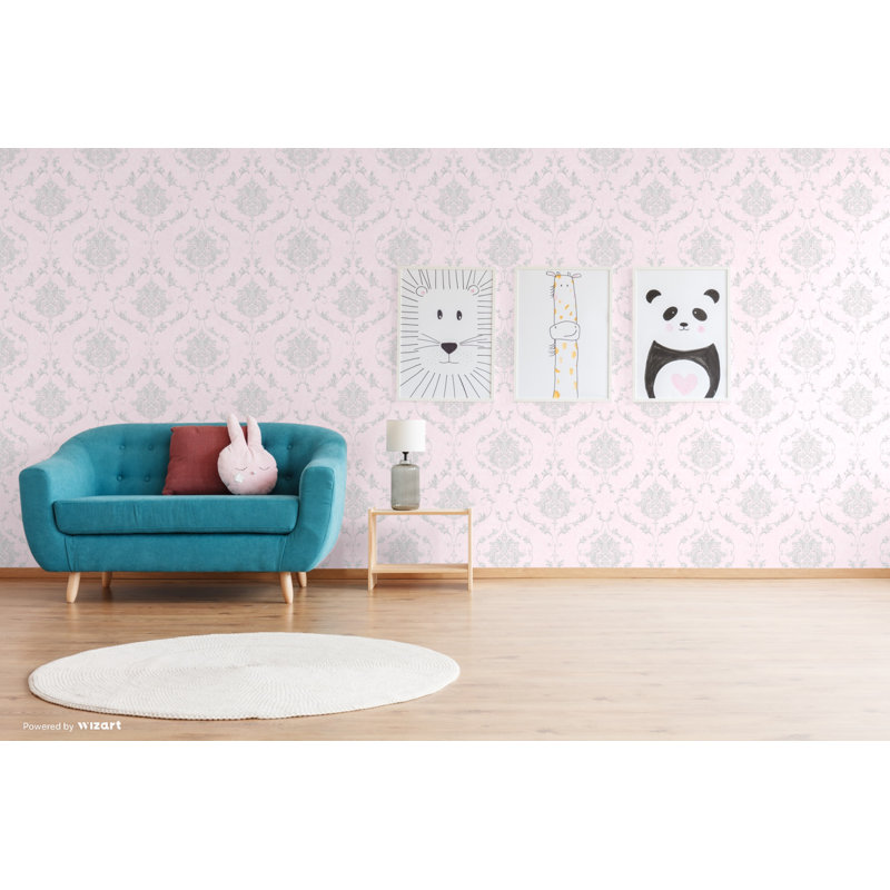 Aghalislone Nights Damask 10m x 53cm Wallpaper Roll, Beige / Light Green
