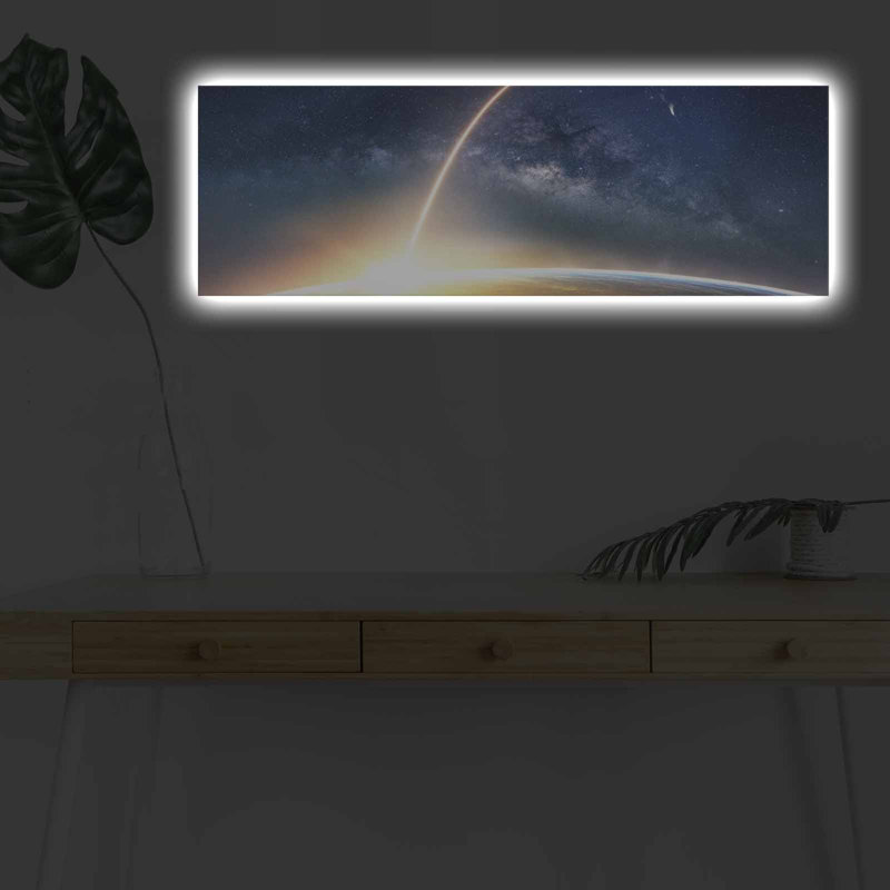Superbe peinture sur toile lumineuse à DEL, 11,8 po x 35,4 po | Toile 100% suède avec cadre 100% bois (épaisseur: 1,2 po) | À piles (1 x 9 V, non incluse) | Parfait pour la décoration intérieure et l'ambiance
