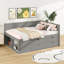 Lit de jour double avec 4 tiroirs et tablettes, cadre de lit plateforme en bois avec tête de lit en L et support à lattes, lit d'angle-2097288761