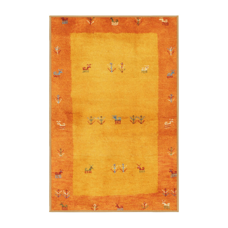 Tapis de zone jaune contemporaine Willse, Rectangle 3 pi x 5 pi