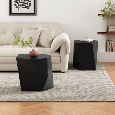 Zayd Modern MGO End Table Set With Geometric Design
