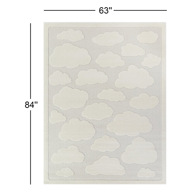 Tapis crème / gris Achilles, Rectangle 5 pi 3 po x 7 pi