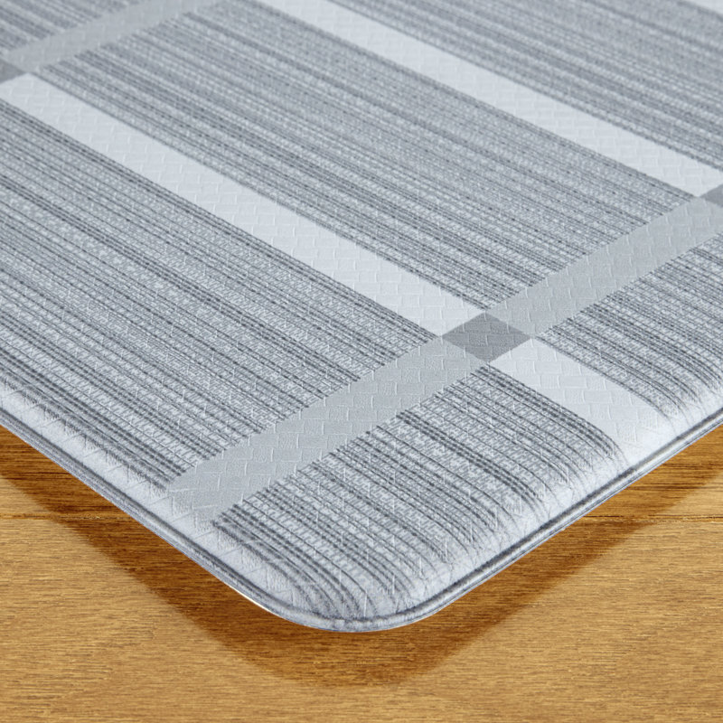 Comfort Plus Dark Grey Geometric Memory Foam Kitchen Mat