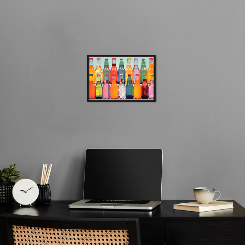 «Soda Pops Retro Drinks Bar Cart», impression murale par Notoriart, H 11 po x l 16 po, Cadre noir