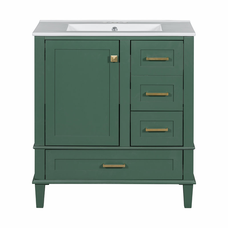 Bathroom Cabinet with Sink Combo Set, Green