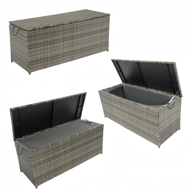 Boîtes de patio en osier avec couvercle, H 22 po x l 53 po x P 21 po