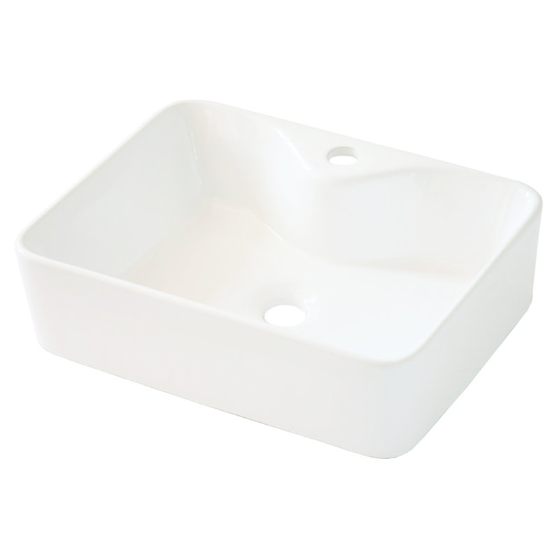 Modern Ceramic Rectangular Bathroom Vessel Sink - 19X15, White, Stain-, Countertop Mount White 19"X15", Rectangular, Installation