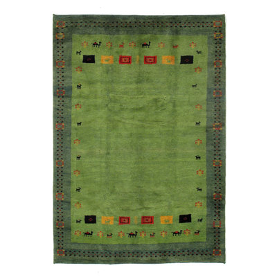 Canvello Green Silkroad Gabbeh Lori Baft Rug - 5'7" X 8'