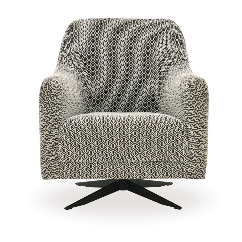 Fauteuil pivotant en polyester 27,9 po Dantley, Polyester noir / blanc