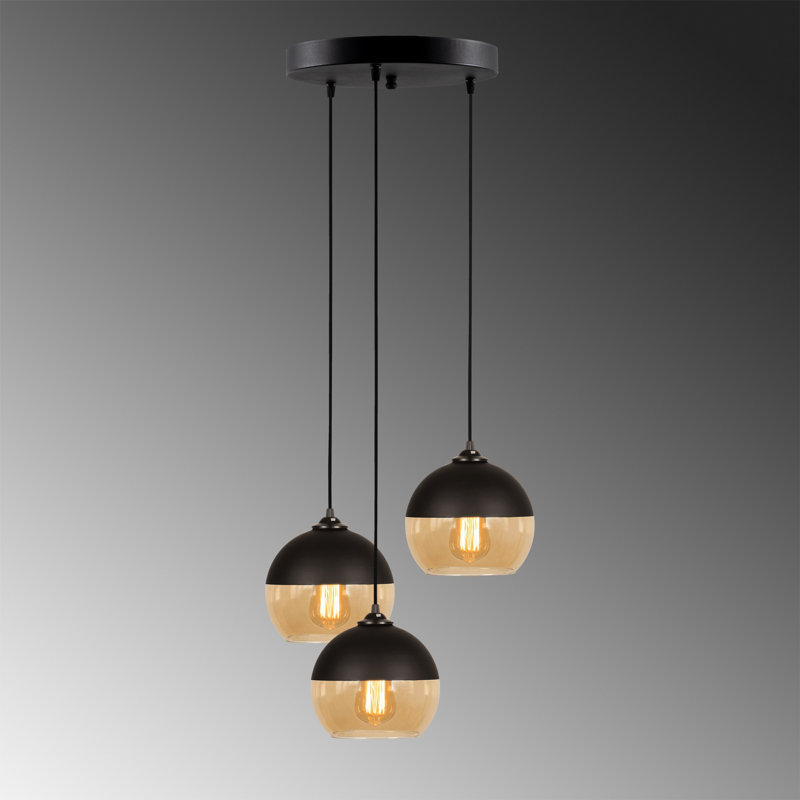 Jamie-Leigh 3 - Light Black/Golden Sphere Pendant