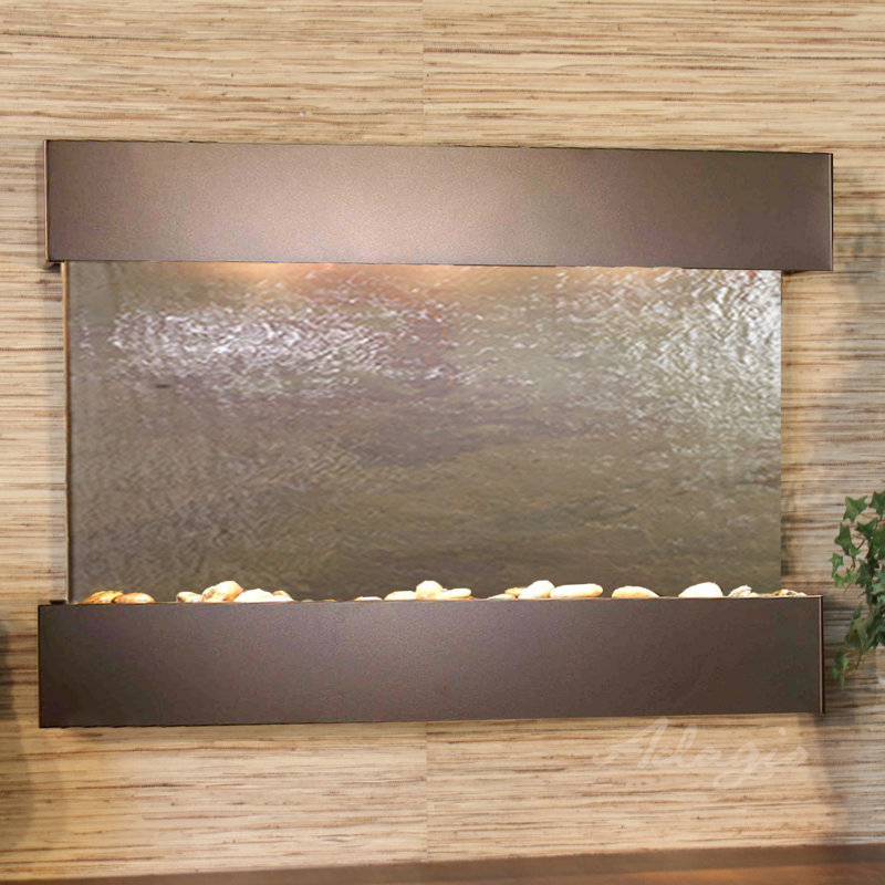 Antique Bronze Multi-Color Feather Wall Fountain with Light