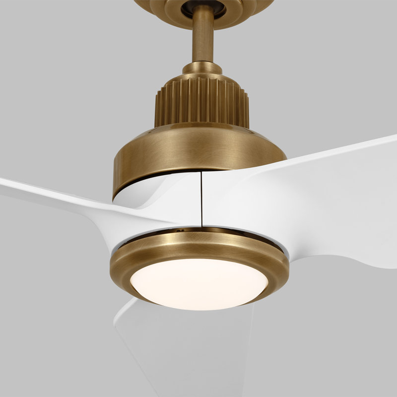 Smart LED Downrod Ceiling Fan, Hand Rubbed Brass