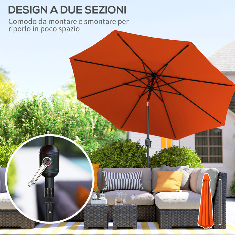 Tilt Market Parasol, 250cm H x 295cm W x 295cm D, Orange