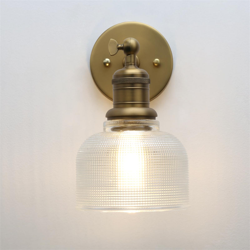 Industrial Striped Texture Glass Sconce Wall Lights, Vintage Bedside Wall Lamp For Bedroom Living Room Doorway, Gold