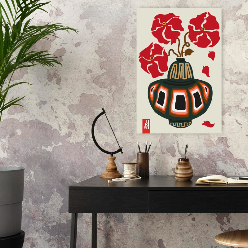 Contemporary Art Colourful Retro Flower Art, 24" H x 16" W