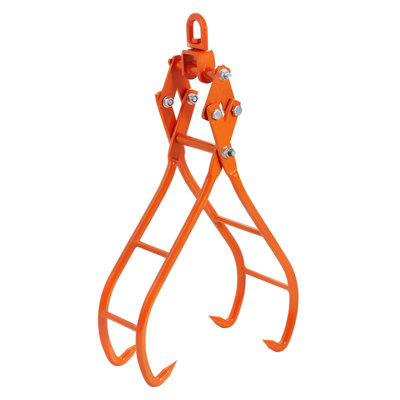 Heavy Duty 4-Claw Log Grapple with Swivel Hook - High Capacity Steel Timber Lifting Tongs for Tractors & ATVs