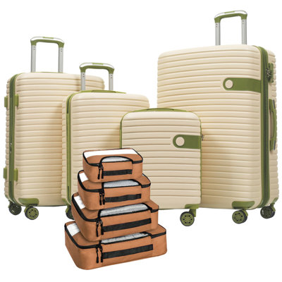 4 Piece ABS Hard Shell Expandable Travel Luggage Set with Packing Cubes TSA Lock Spinner Wheels Multi Size for All Users