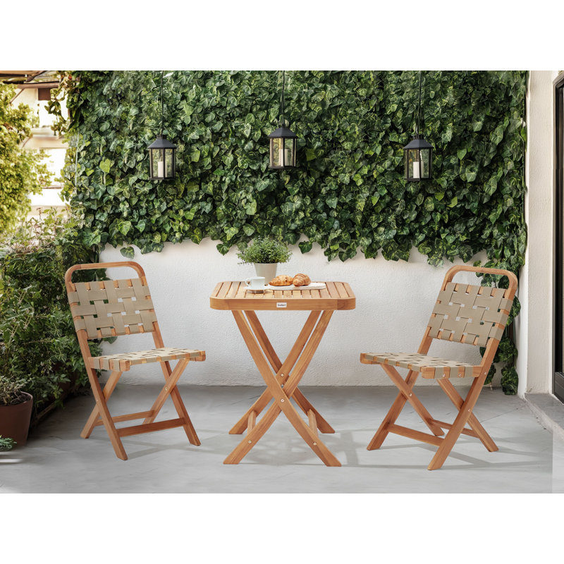 CALCIANO 2 - Person Acacia Wood Patio Dining Set with Square Table