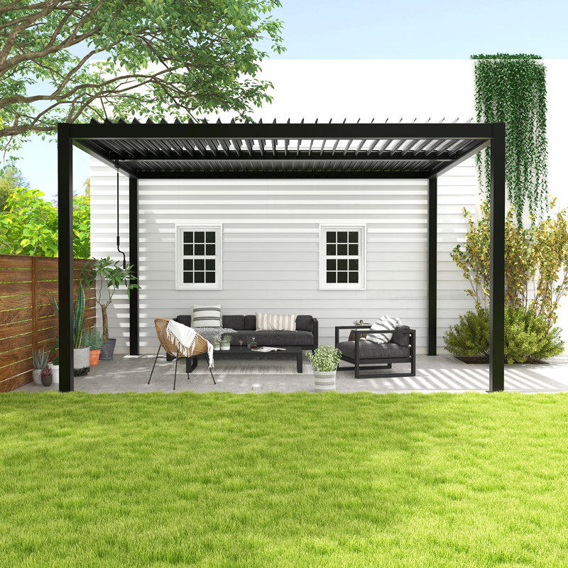 13 pi. L 10 pi. Pergola en aluminium avec toit à persiennes réglable