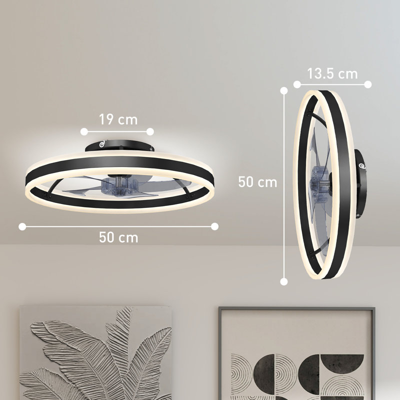 50cm Ceiling Fan with LED Lights, Black