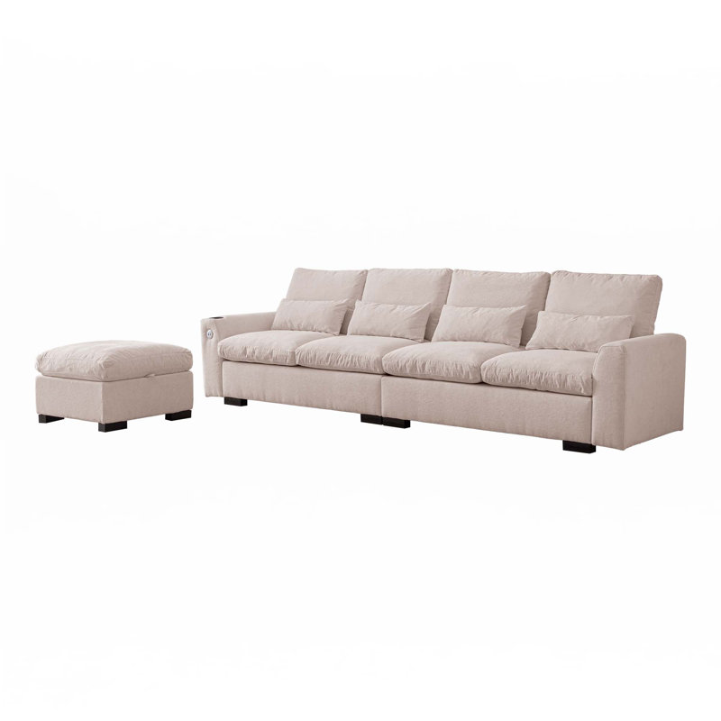 Repose-pieds de canapé modulaire en L 114,5 po, Beige