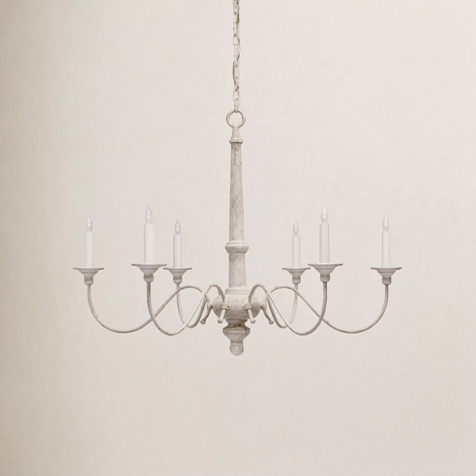 Country 6 - Light Wood Dimmable Chandelier, 26.75"H x 36.5"W x 36.5"D